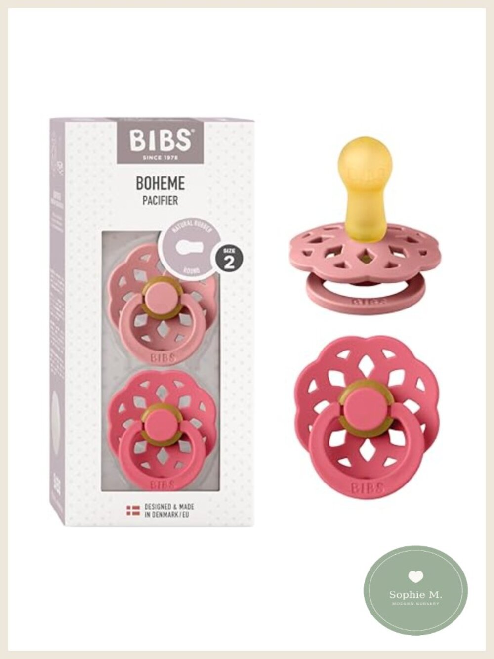 Natural Rubber Latex Baby Pacifiers BPA-Free Set of 2 Self-Soothing